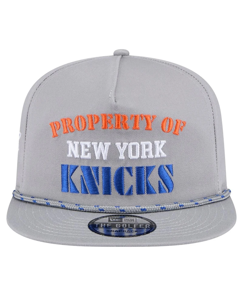 New Era Men's Gray New York Knicks Throwback Property Of Golfer Snapback Hat