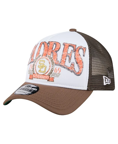 New Era Men's Brown San Diego Padres Distressed 9FORTY A-Frame Adjustable Trucker Hat