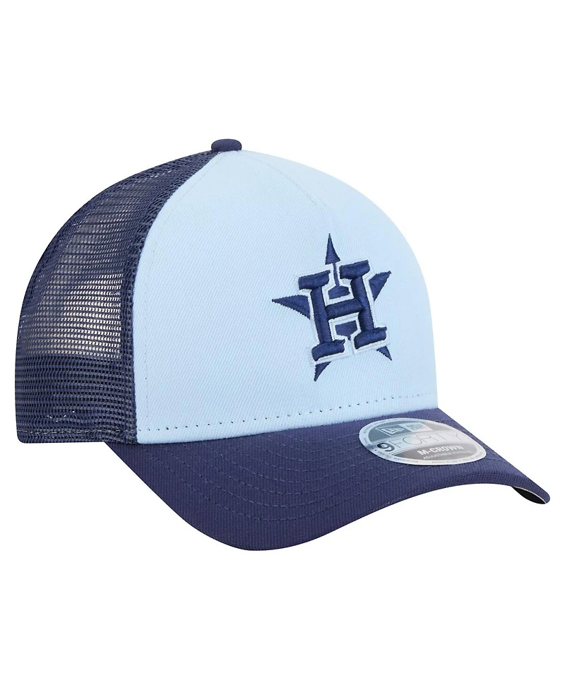 New Era Men's Light Blue/Navy Houston Astros 2-Tone Color Pack 9FORTY M-Crown A-Frame Adjustable Hat