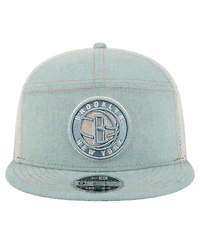 New Era Men's Brooklyn Nets Adventure Denim Split Panel 9FIFTY Snapback Trucker Hat