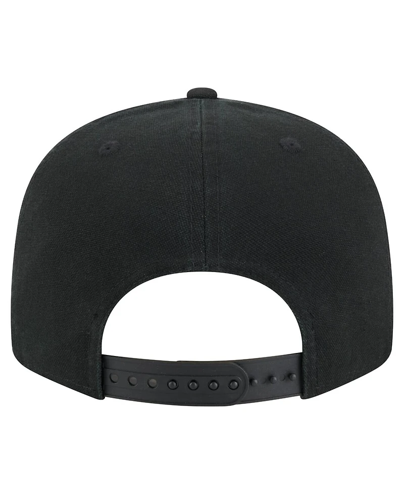 New Era Men's Black Detroit Lions Adventure Canvas Split Panel 9FIFTY Snapback Hat