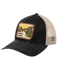 New Era Men's Black/Cream Boston Bruins Vintage Landscape 9TWENTY A-Frame Adjustable Trucker Hat