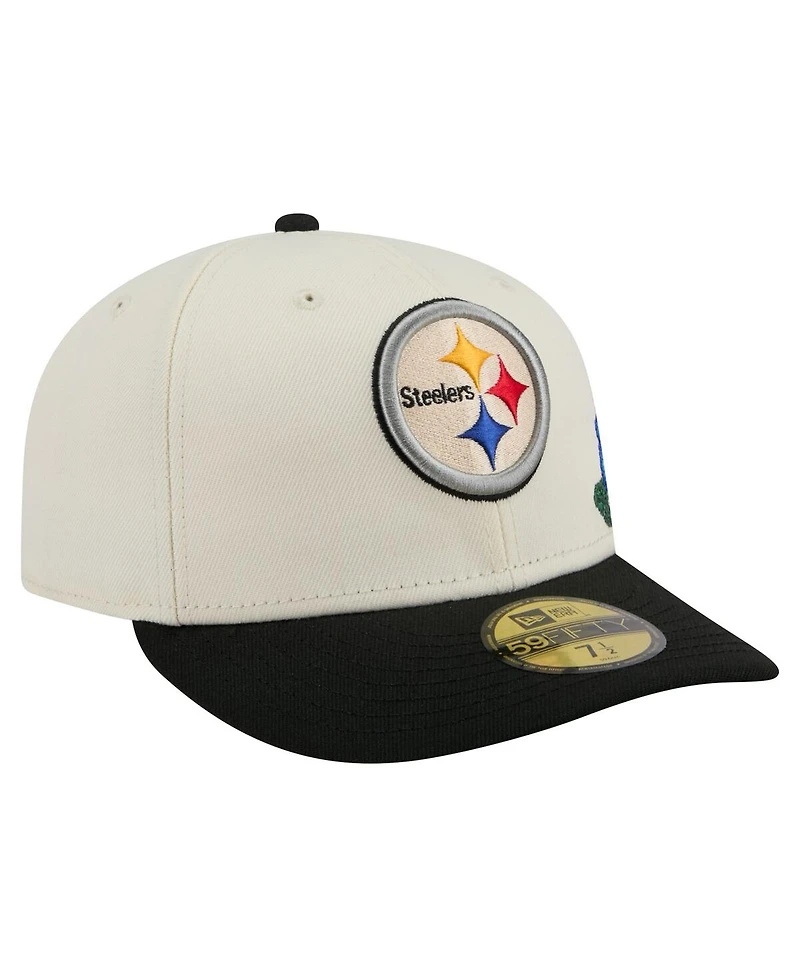 New Era Men's Cream/Black Pittsburgh Steelers Tonal Floral 59FIFTY Fitted Hat