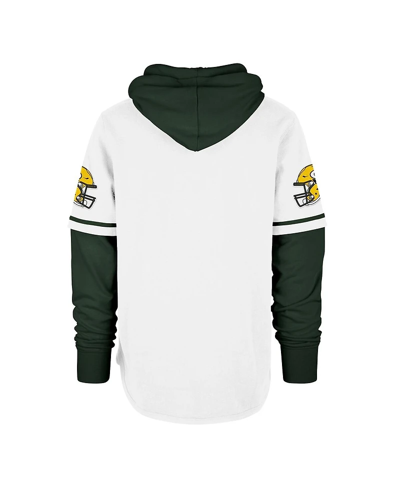 '47 Brand Men's White Green Bay Packers Trifecta Shorts Sweatshirt Pullover Hoodie
