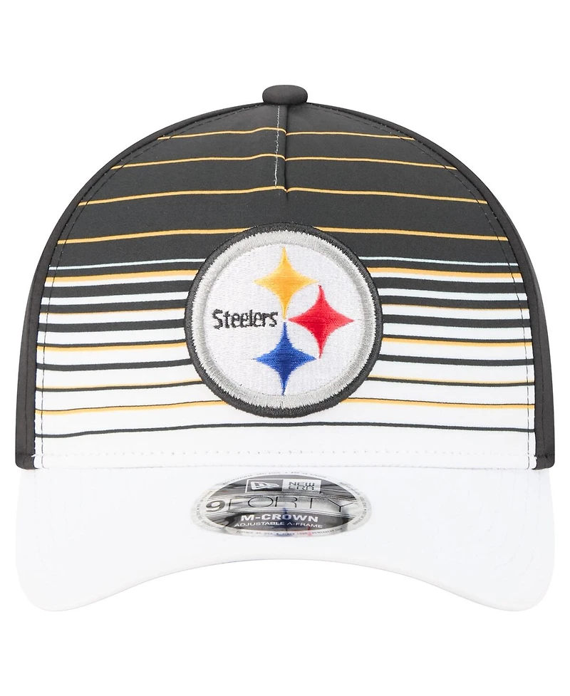 New Era Men's White/Black Pittsburgh Steelers Adventure Gradient 9FORTY M-Crown A-Frame Adjustable Hat