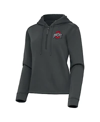 Antigua Women's Pewter Ohio State Buckeyes Contemporary Quarter-Zip Hoodie