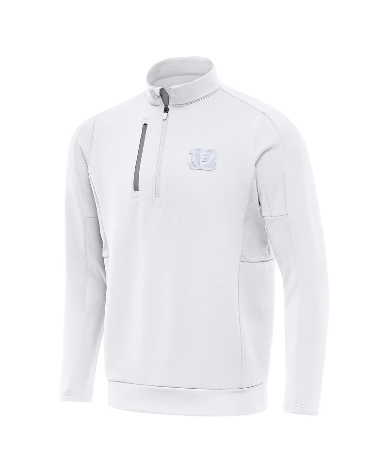 Antigua Men's White Cincinnati Bengals Generation Quarter-Zip Sweatshirt