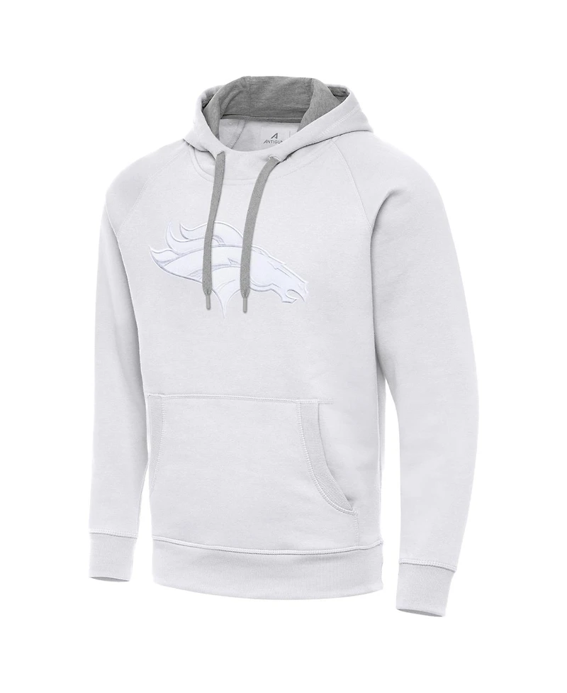 Antigua Men's White Denver Broncos Victory Pullover Hoodie