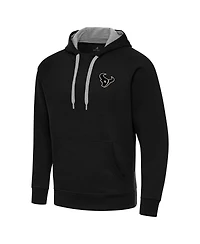 Antigua Men's Black Houston Texans Brushed Carbon Victory Pullover Hoodie