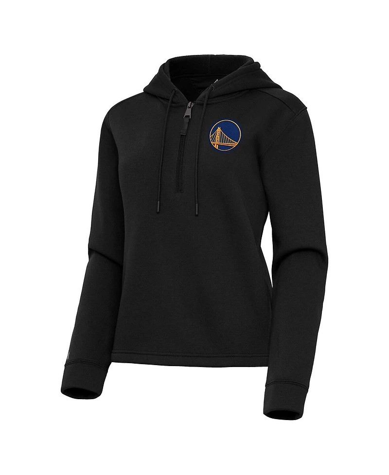 Antigua Women's Black Golden State Warriors Contemporary Quarter-Zip Hoodie