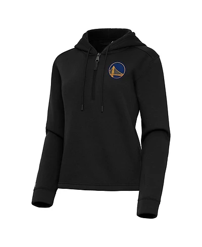 Antigua Women's Black Golden State Warriors Contemporary Quarter-Zip Hoodie