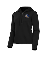 Antigua Women's Black Golden State Warriors Contemporary Quarter-Zip Hoodie