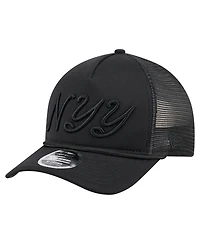 New Era Men's Black New York Yankees City Initial 9FORTY A-Frame M-Crown Adjustable Trucker Hat
