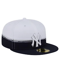 New Era Men's Navy/White New York Yankees Paint Stroke 59FIFTY Fitted Hat