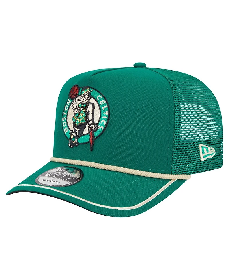 New Era Men's Kelly Green Boston Celtics Vintage Team Rope A-Frame 9FIFTY Snapback Hat