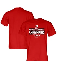 Blue 84 Men's and Women's Scarlet Nebraska Huskers 2025 Big Ten Baseball Conference Tournament Champions T-Shirt