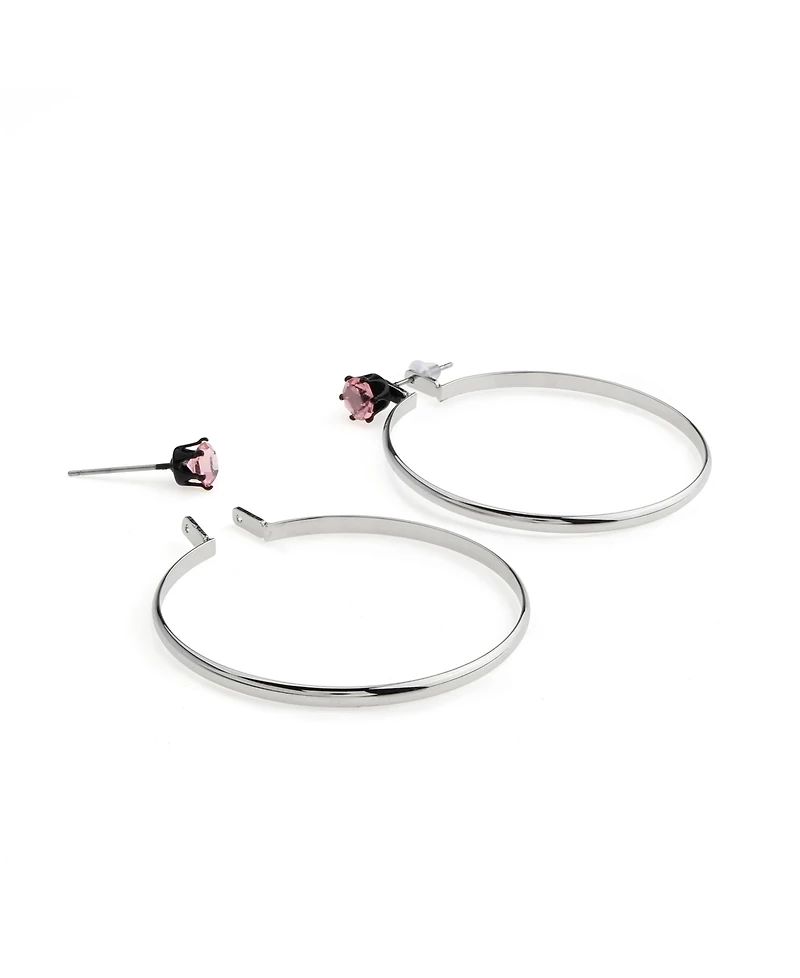Steve Madden Faux Stone Punk Romance Stone Stud Hoop Earrings