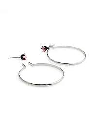 Steve Madden Faux Stone Punk Romance Stone Stud Hoop Earrings