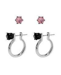 Steve Madden Faux Stone Punk Romance Stud Huggie Earring Set