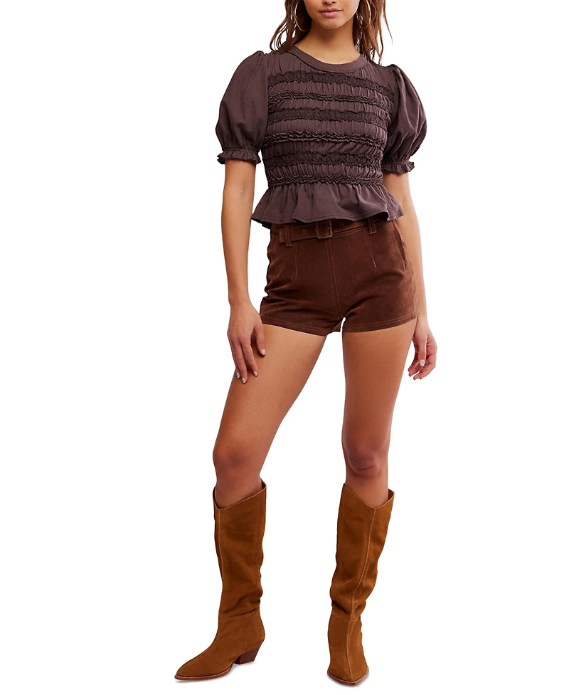 Free People Women's Cotton Puff-Sleeve Peplum Top