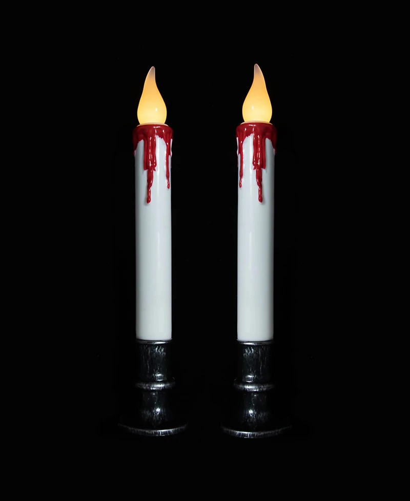 Northlight Led Dripping Blood Halloween Taper Candles with Timer, Set of 2