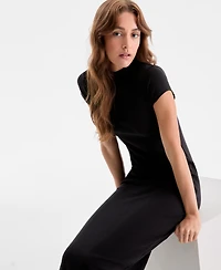 Bar Iii Women's Cap-Sleeve Mock-Neck Midi Dress, Exclusively at Macy's
