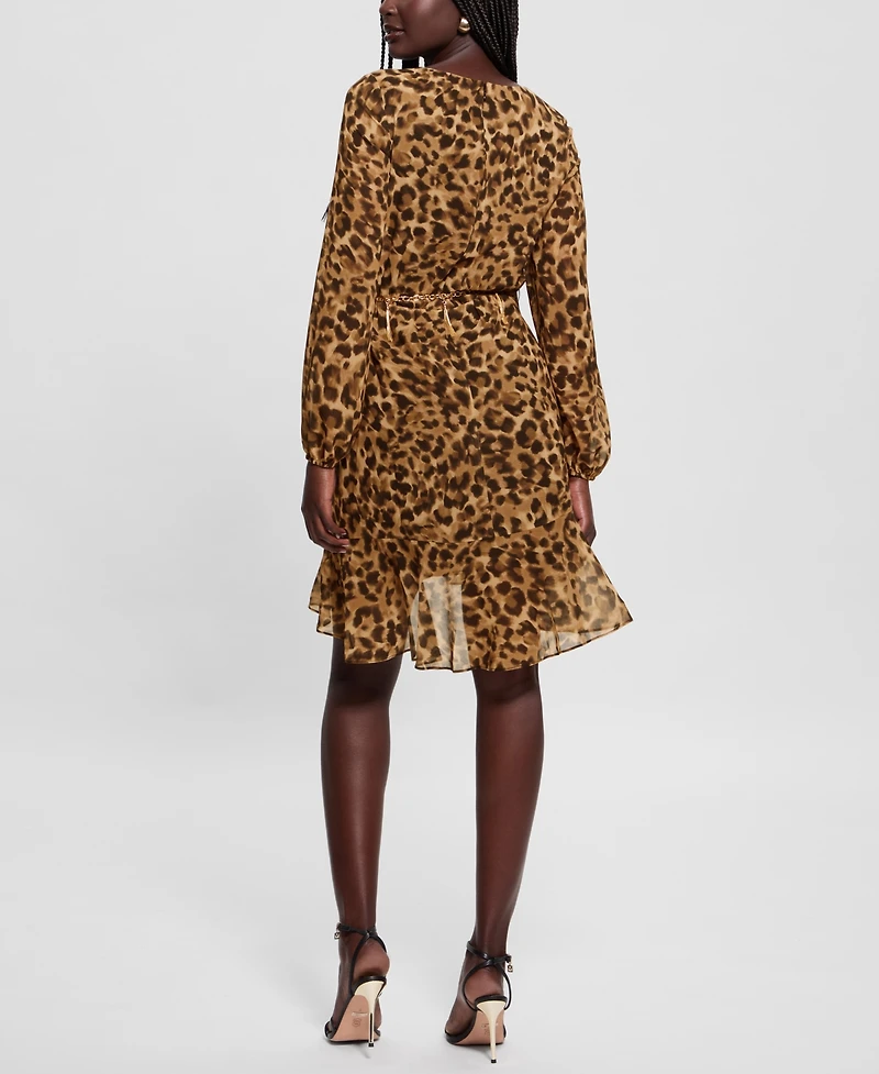 Guess Women's Kaleen Printed Chiffon A-Line Dress