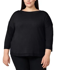 Melissa Paige Plus Button-Trim Drop-Shoulder Sweater