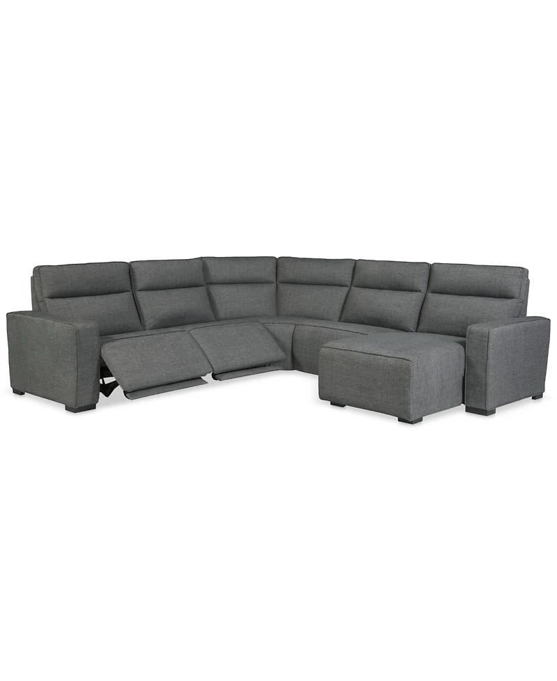 Miren -Pc. Fabric Chaise Sectional with 2 Power Headrest Recliners
