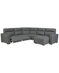 Miren -Pc. Fabric Chaise Sectional with 2 Power Headrest Recliners