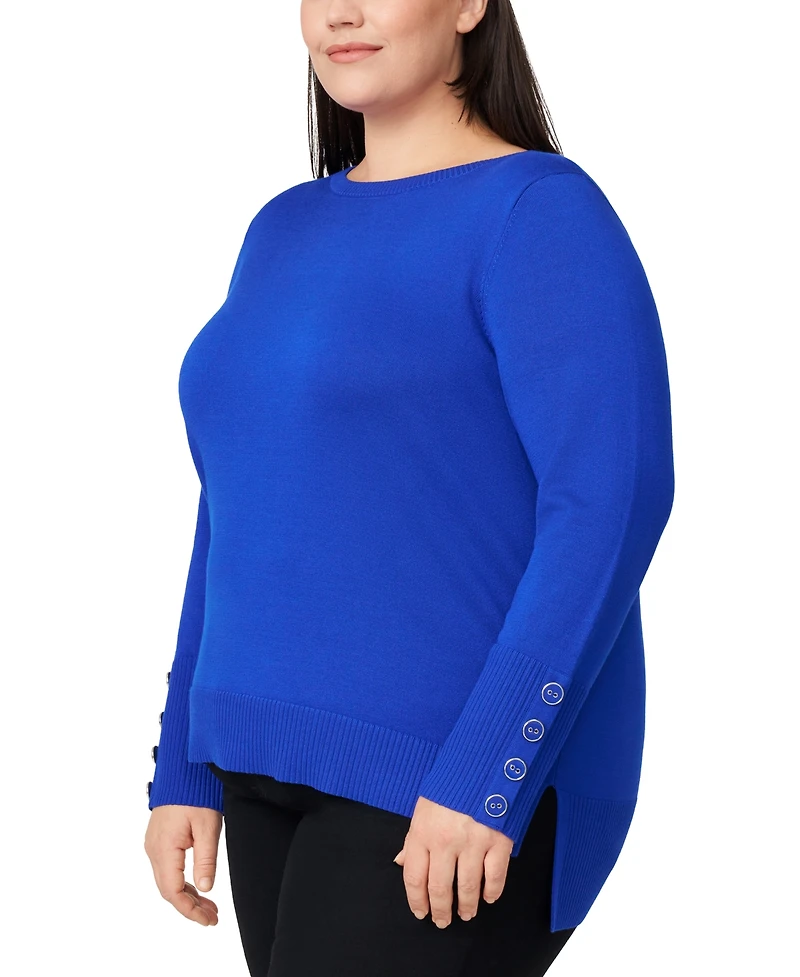 Melissa Paige Plus Button-Cuff Boat-Beck Sweater