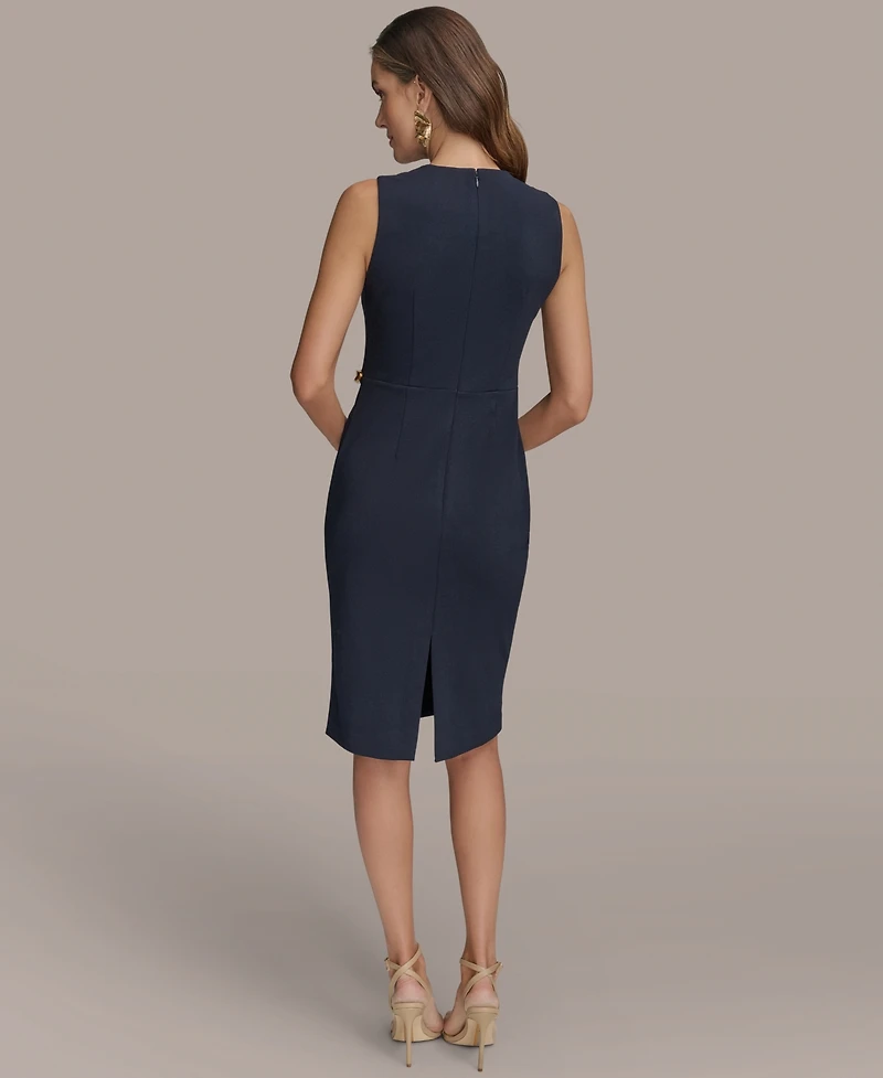 Donna Karan New York Women's Sleeveless Jewel Neck Sheath Dress With Hardware Detail