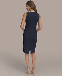 Donna Karan New York Women's Sleeveless Jewel Neck Sheath Dress With Hardware Detail