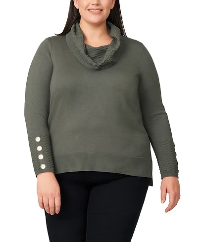 Melissa Paige Plus Ribbed-Hem Cowl-Neck Sweater