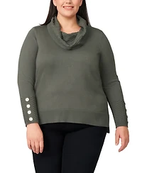 Melissa Paige Plus Ribbed-Hem Cowl-Neck Sweater
