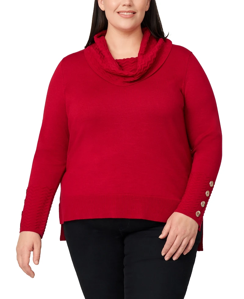 Melissa Paige Plus Size Ribbed-Hem Cowl-Neck Sweater
