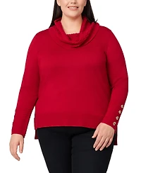 Melissa Paige Plus Size Ribbed-Hem Cowl-Neck Sweater