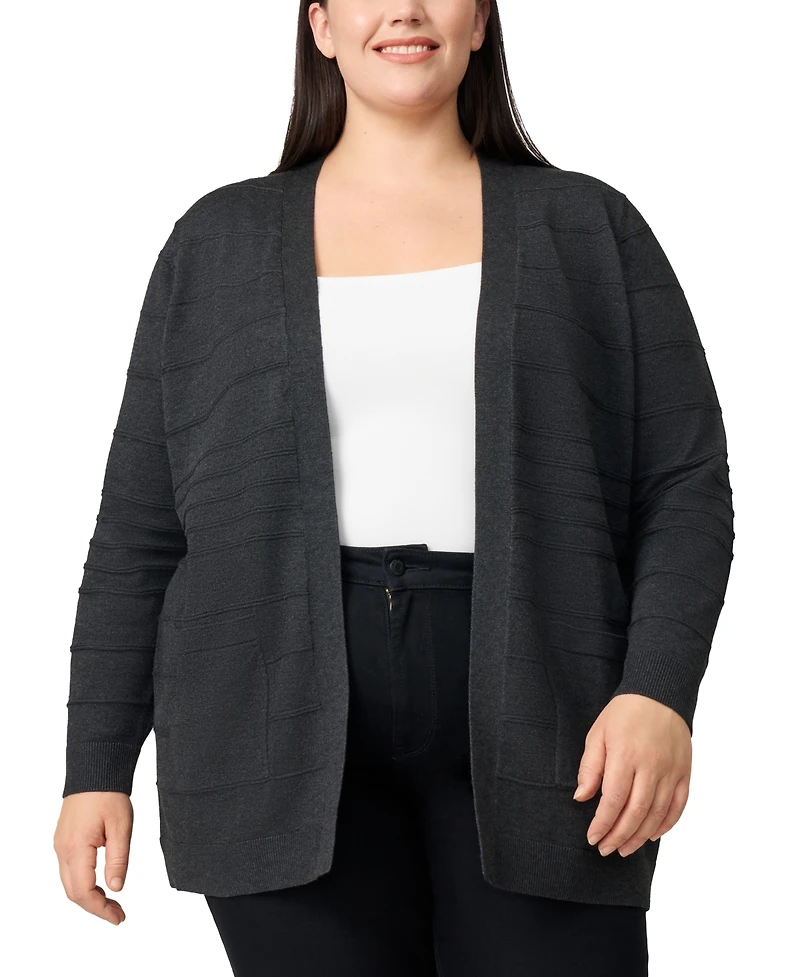 Melissa Paige Plus Textured Stripe Cardigan Sweater