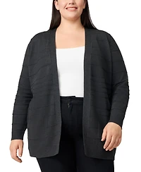 Melissa Paige Plus Textured Stripe Cardigan Sweater