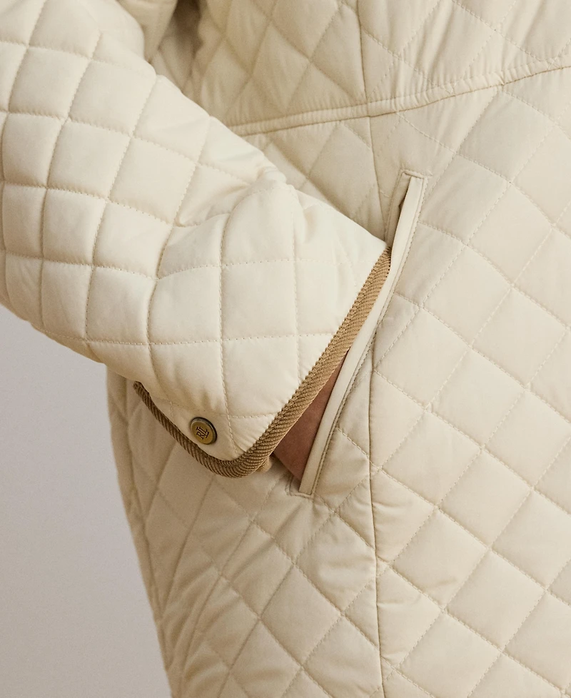Lauren Ralph Plus Faux-Sherpa-Collar Quilted Coat