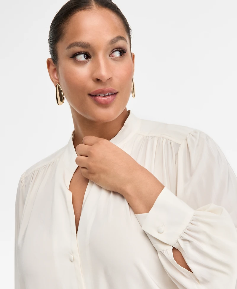 I.n.c. International Concepts Plus Blouson-Sleeve Button-Front Shirt, Macy's Exclusive