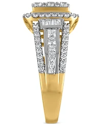 Diamond Emerald Shaped Halo Cluster Engagement Ring (1-1/2 ct. t.w.) in 14k Two-Tone Gold