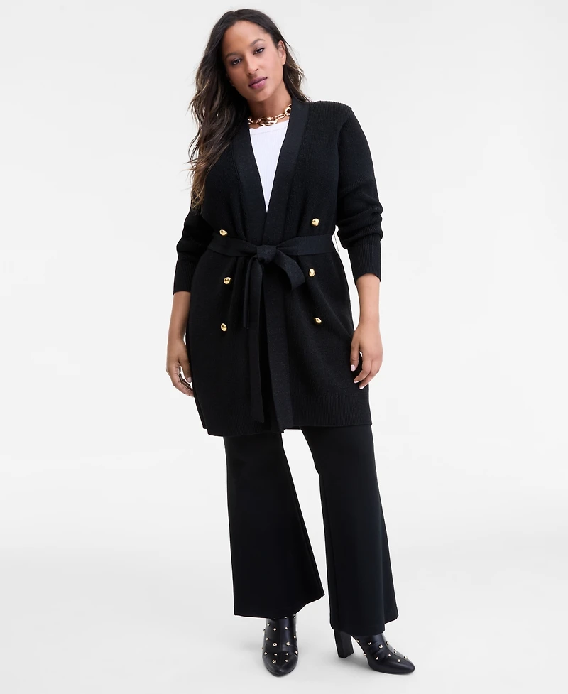 I.n.c. International Concepts Plus Metallic Double-Breasted Cardigan, Created for Macy's