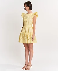 En Saison Women's Taylor Cotton Eyelet Fit & Flare Mini Dress