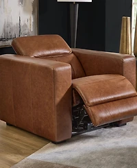 Flexsteel Austin 42" Chestnut Leather Power Recliner with Power Headrest