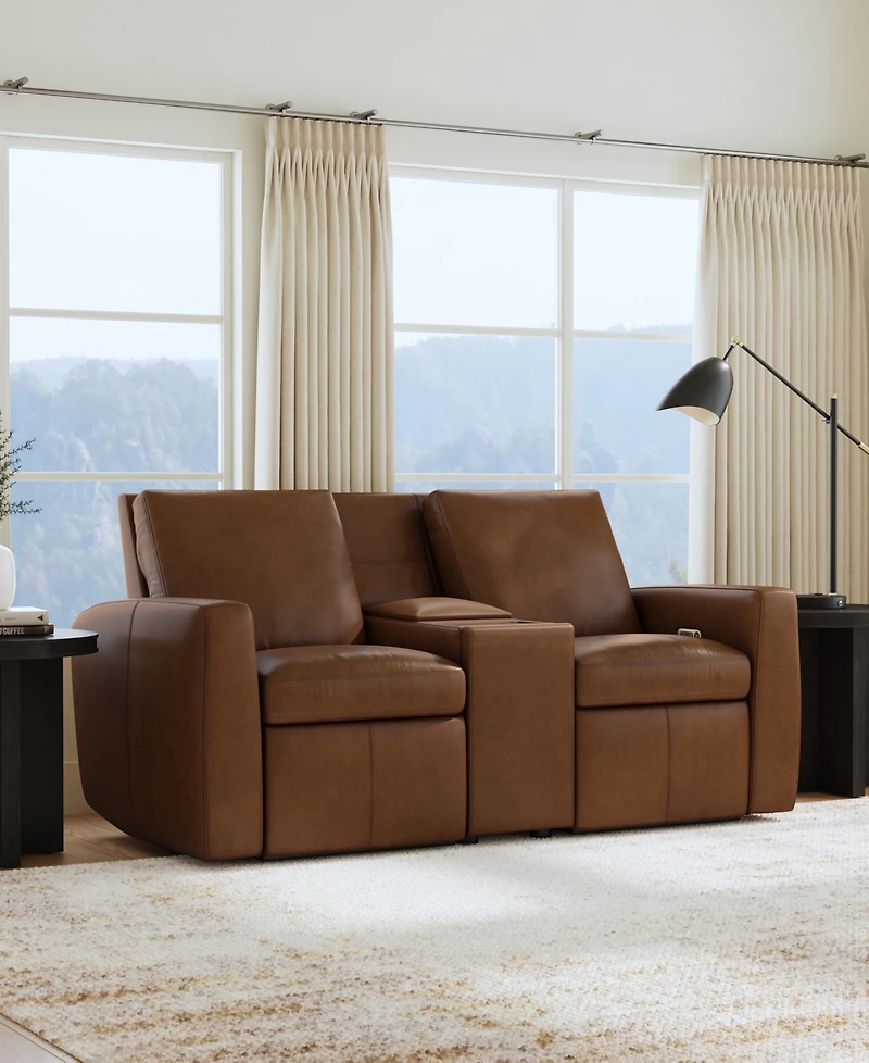 Flexsteel Aria 75" Sedona Leather Power Reclining Loveseat with Console