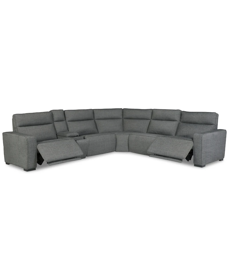 Miren -Pc. Fabric Sectional with Power Headrest Recliners Console