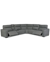 Miren -Pc. Fabric Sectional with Power Headrest Recliners Console