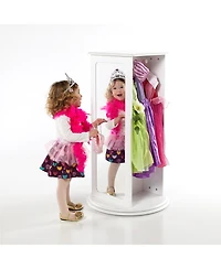 Guidecraft Rotating Dress Up Storage Center - White: Wooden Wardrobe, Pretend Play Costume and Kids' Clothing Organizer with Mirrors