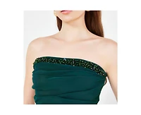 Amri Women's Hand Embellished Strapless Pleated Gown